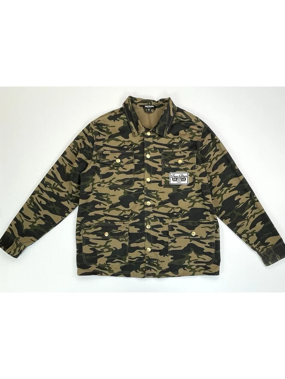 True Religion Camo Military Jacket Mens M Workwear Utility Camouflage